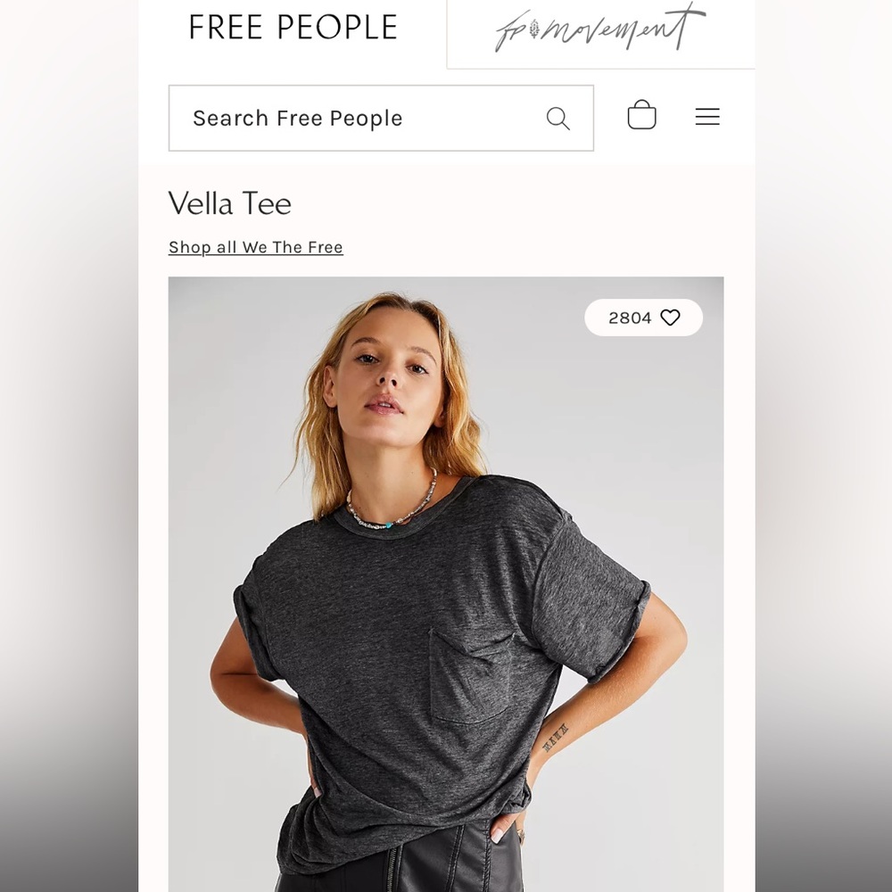 NWT Free People Vella Tee Size: Small P2P: 23”